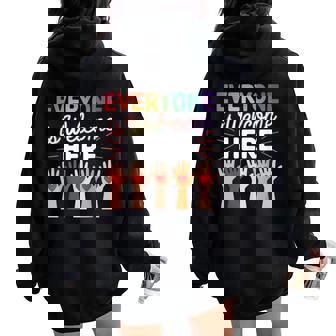 Everyone Is Welcome Here Teacher Women Oversized Hoodie Back Print | Mazezy