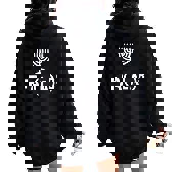 FA LA8 La La Hanukkah Music Teacher Math Menorah Women Oversized Hoodie Back Print - Monsterry