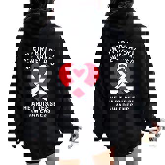 In February We Wear Red Heart Disease Awareness Men Women Women Oversized Hoodie Back Print - Monsterry