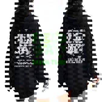 Field Day Green Team Groovy Smile Face Checkered Students Women Oversized Hoodie Back Print | Mazezy