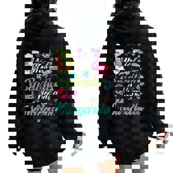 Flamingo This Senorita Needs A Margarita Drinking Sombrero Women Oversized Hoodie Back Print - Monsterry