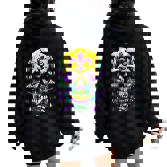 Fleur De Lis Mardi Gras Crâne De Nouvelle-Orléans Carnaval Homme Sweat à capuche oversize pour femme avec imprimé dans le dos - Cadeauxyz