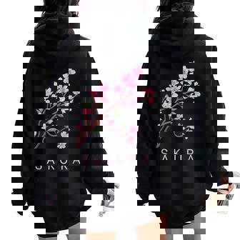 Floral Printanier Avec Fleurs De Cerisier Japonais Sakura Sweat à capuche oversize pour femme avec imprimé dans le dos - Cadeauxyz