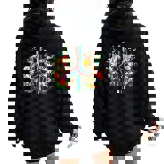 Floral Riñones Anatomía Arte Médico Cirugía De Riñón Flor Women Oversized Hoodie Back Print - Regaloses