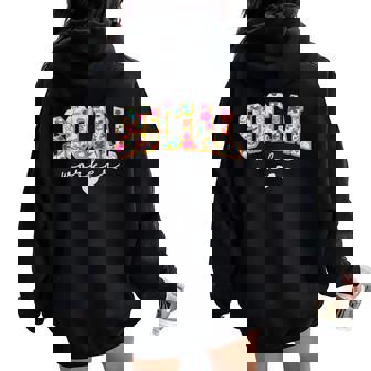 Floral Social Worker For Social Worker School Couns Women Oversized Hoodie Back Print - Seseable