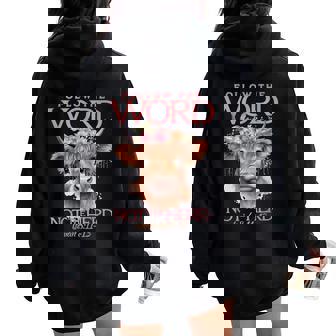 Follow The Word Not The Herd Christian Western Highland Cow Women Oversized Hoodie Back Print | Seseable UK