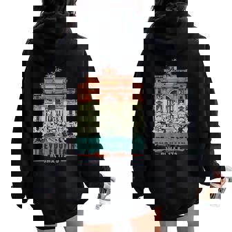 Fontana De Trevi Roma 1753 Arte Digital Arquitectura Women Oversized Hoodie Back Print - Regaloses