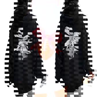 Football Coquette Bow Football Mom Football Mama Women Oversized Hoodie Back Print | Mazezy