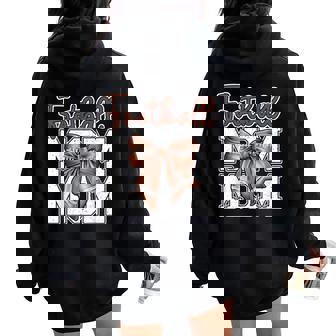 Football Mom Coquette Bow Sport Mama Game Women Oversized Hoodie Back Print | Mazezy