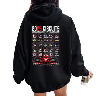 Fórmula Racing Pista 2025Entiladores De Coches Retro Racing Groovy Women Oversized Hoodie Back Print - Regaloses