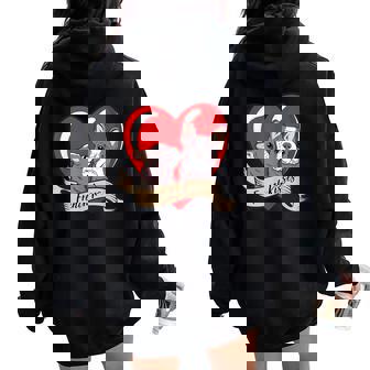 French Bulldog French Kisses Girl Women Lovers Couple Women Oversized Hoodie Back Print - Monsterry