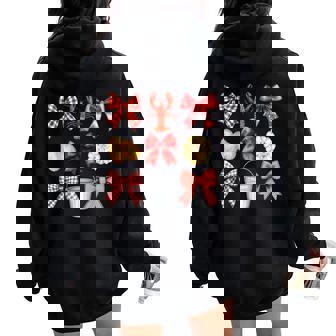 Bow Cute Coquette Crawfish Boil Y2k Girl Aesthetic Women Oversized Hoodie Back Print | Mazezy