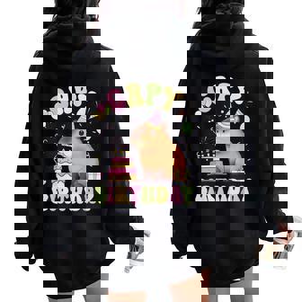 Cute Capy Birthday Capybara Animals Boys Girls Women Oversized Hoodie Back Print - Thegiftio