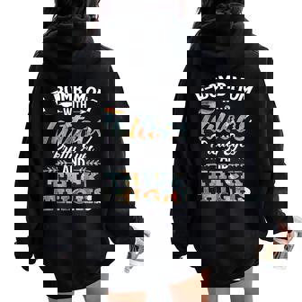 F-Bomb Mom With Tattoos Pretty Eyes And Thick Thighs Women Oversized Hoodie Back Print | Seseable CA