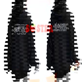 Strawberry Sister Fruit 1St Birthday Family Matching Women Oversized Hoodie Back Print | Mazezy