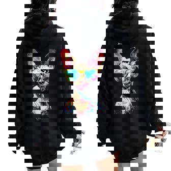 Gato Sphynx Gato Esfinge Gato Canadiense Dulce Esfinge Gatos Cuello Women Oversized Hoodie Back Print - Regaloses