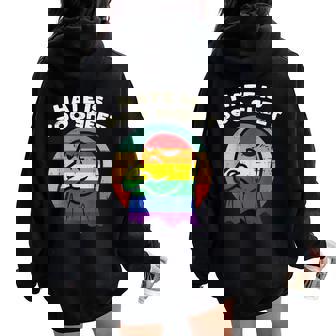 Gay Pride Ghost Hate Boo Sheet Rainbow Flag Lgbtq Men Women Women Oversized Hoodie Back Print - Monsterry