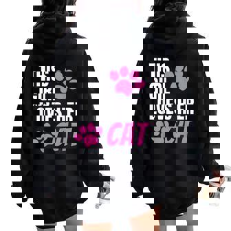 This Girl Loves Her Cat Women Oversized Hoodie Back Print - Seseable
