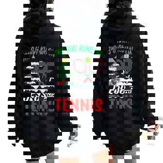 This Girl Runs On Jesus And Tennis Holiday Christmas Women Oversized Hoodie Back Print - Monsterry