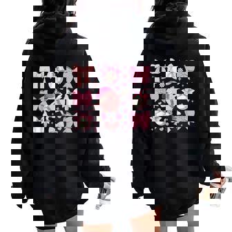Girls Softball Coquette Bow Softball Mom Women Oversized Hoodie Back Print - Seseable