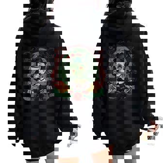 Gothique Dark Zombie Doll Style Chibi Roses Sweat à capuche oversize pour femme avec imprimé dans le dos - Cadeauxyz