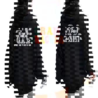 Gram-Cracker Retro Groovy Mom Cute Grandma Women Oversized Hoodie Back Print - Seseable