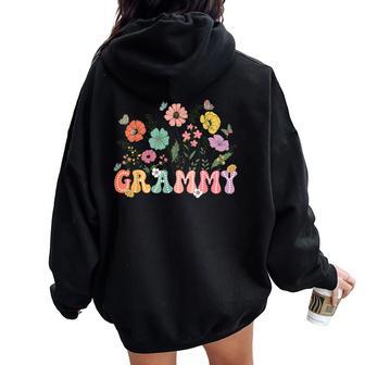 Grammy For Grandma Wildflower Floral Women Women Oversized Hoodie Back Print - Thegiftio UK