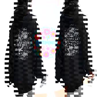 Grammy For Grandma Wildflower Floral Women Women Oversized Hoodie Back Print | Mazezy
