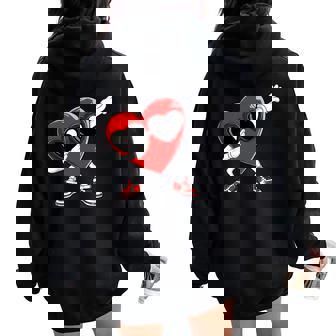 Grand Coeur Rouge Cadeau Saintalentin Homme Dabbing Sweat à capuche oversize pour femme avec imprimé dans le dos - Cadeauxyz