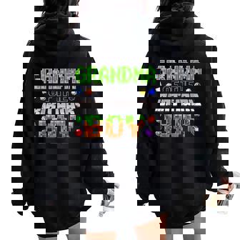 Grandma Of The Birthday Boy Game Pixel Number Birthday Party Women Oversized Hoodie Back Print - Thegiftio UK