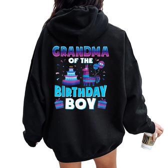 Grandma Birthday Boy Llama Pinata Party Matching Family Women Oversized Hoodie Back Print - Thegiftio