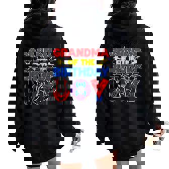 Grandma Of The Birthday Boy Matching Spider Family Birthday Women Oversized Hoodie Back Print - Seseable