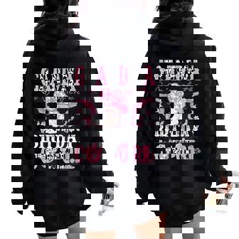 Grandma Of The Birthday Cow-Girl Pink Disco Rodeo Western Women Oversized Hoodie Back Print - Monsterry