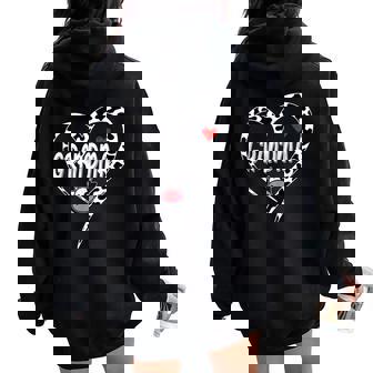 Grandma Cow Print Cow Heart Pattern Farmer Cows Mother's Day Women Oversized Hoodie Back Print - Seseable