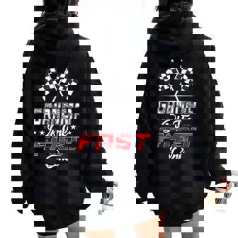 Grandma Of The Fast One First Birthday Racing Car Family Women Oversized Hoodie Back Print - Seseable