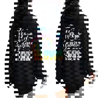 This Grandma Glows Colorful 80S 90S Happy Women Oversized Hoodie Back Print - Seseable
