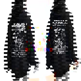 Grandma And Grandson Best Friend For Life Autism Awareness Women Oversized Hoodie Back Print - Thegiftio UK