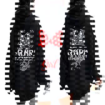 Grandpa Of The Birthday Girl Cute Pink Bow Family Matching Women Oversized Hoodie Back Print - Seseable