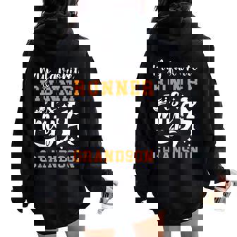 My Grandson Track And Field Grandma Track Grandmother Women Oversized Hoodie Back Print | Mazezy