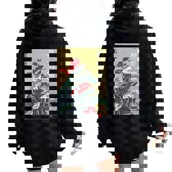 The Great Wave Off Kanagawa Coucher De Soleil Rétro Dragon Japonais Sweat à capuche oversize pour femme avec imprimé dans le dos - Cadeauxyz