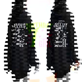 Green Pink Theme 7 Year Old Birthday Girl Witch Party Bday Women Oversized Hoodie Back Print - Thegiftio