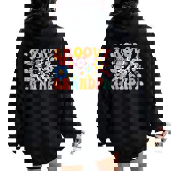 Groovy Grandpa Colorful Flowers Matching Family Women Oversized Hoodie Back Print | Mazezy