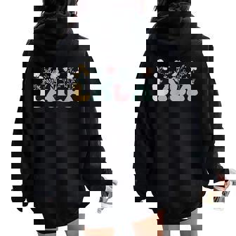 Groovy Lala Grandmother Flowers Lala Grandma Women Oversized Hoodie Back Print - Seseable