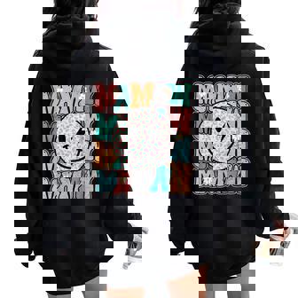 Groovy Mamaw Leopard Smile Face Grandma Life Mother's Day Women Oversized Hoodie Back Print | Mazezy