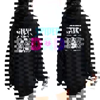 Groovy Spider Dad Matching Family Birthday Girl Party Women Oversized Hoodie Back Print - Seseable