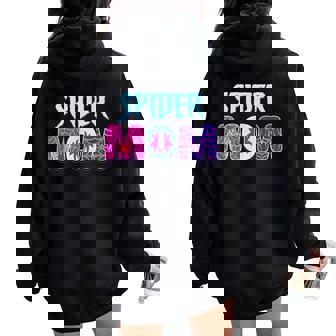 Groovy Spider Mom Matching Family Birthday Girl Party Women Oversized Hoodie Back Print | Mazezy