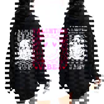 Groovy Valentines Day For Girl Valentine Vibes Women Oversized Hoodie Back Print | Mazezy