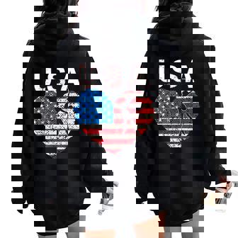 Gymnastics USA Team American Flag Heart US Gymnast Men Women Women Oversized Hoodie Back Print - Monsterry