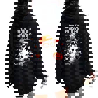 Halloween Bruh Crew Boo Ghost Kid Girl Boy Toddler Bro Women Oversized Hoodie Back Print - Monsterry