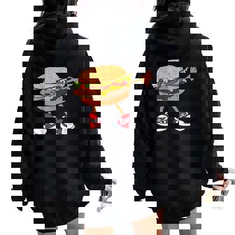 Hamburger Dab Art Kids Men Women Cheeseburger Lover Women Oversized Hoodie Back Print - Monsterry